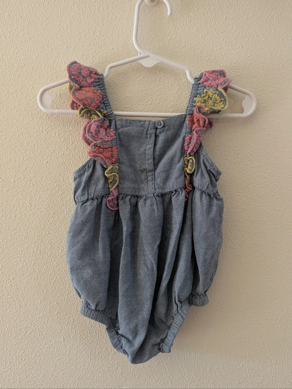 Bubble Romper w/ Embroidered Scallops